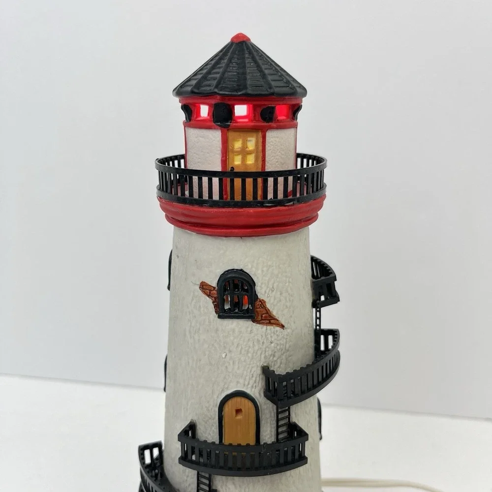 Lemax Village Collection Plymouth Corners Porcelain Lighthouse Christmas‎ Lights